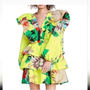 Christopher John Rogers x Target ExclusivRuffle Mini Green Yellow Floral Dress 4